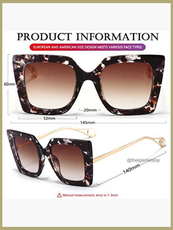 Oversized Square Sunglasses with UV400 Protection Trendy Retro Frame main image 4